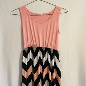 Pink Grey White Black Maxi Dress